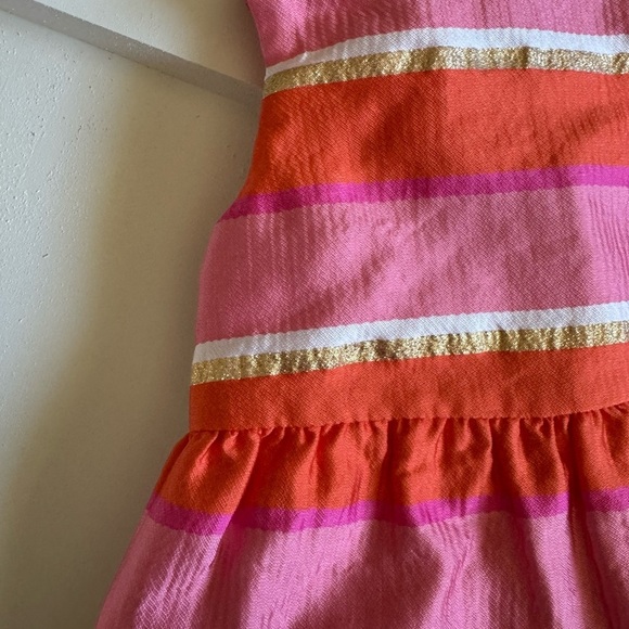 Janie and Jack Charming Pink and Orange Striped Dress - Picture 3 of 6